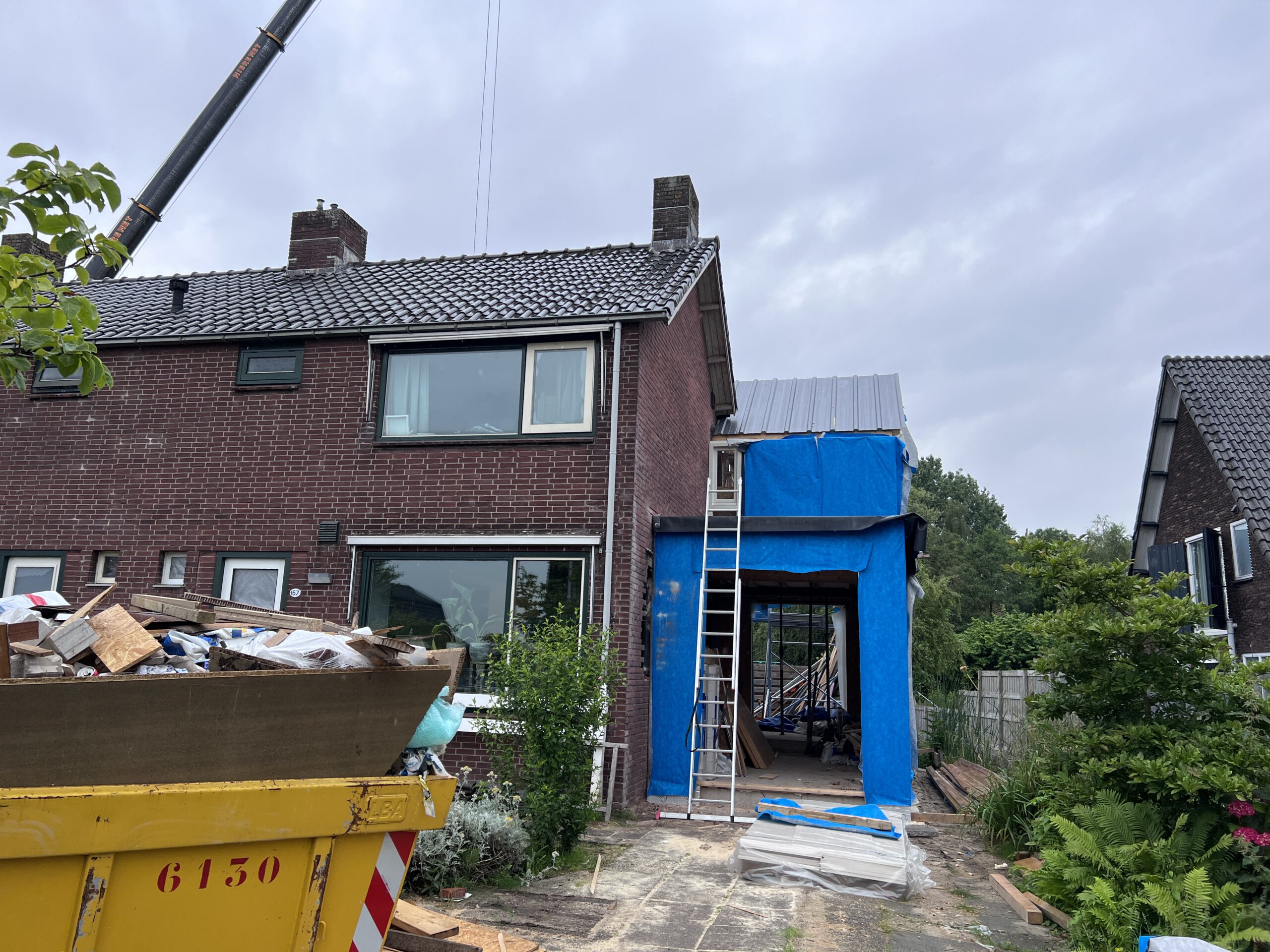 Aanbouw aan de achterzijde van de woning in Aalsmeer
